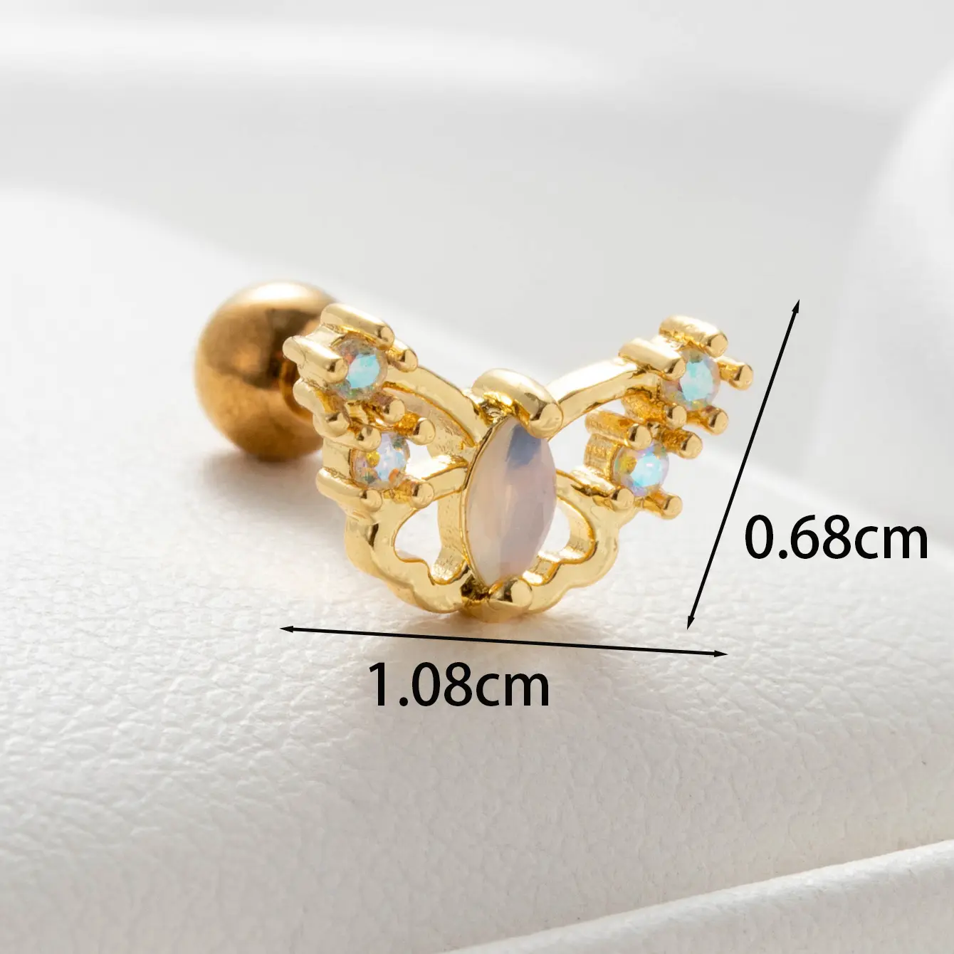 1 Piece Simple Series Classic Animal Titanium Steel  18K Gold Plated Zircon Women's Stud Earrings h5 